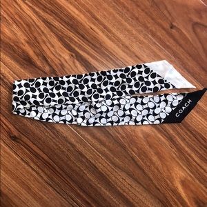 Coach Silk Neck Scarf Signature C Logo Black White